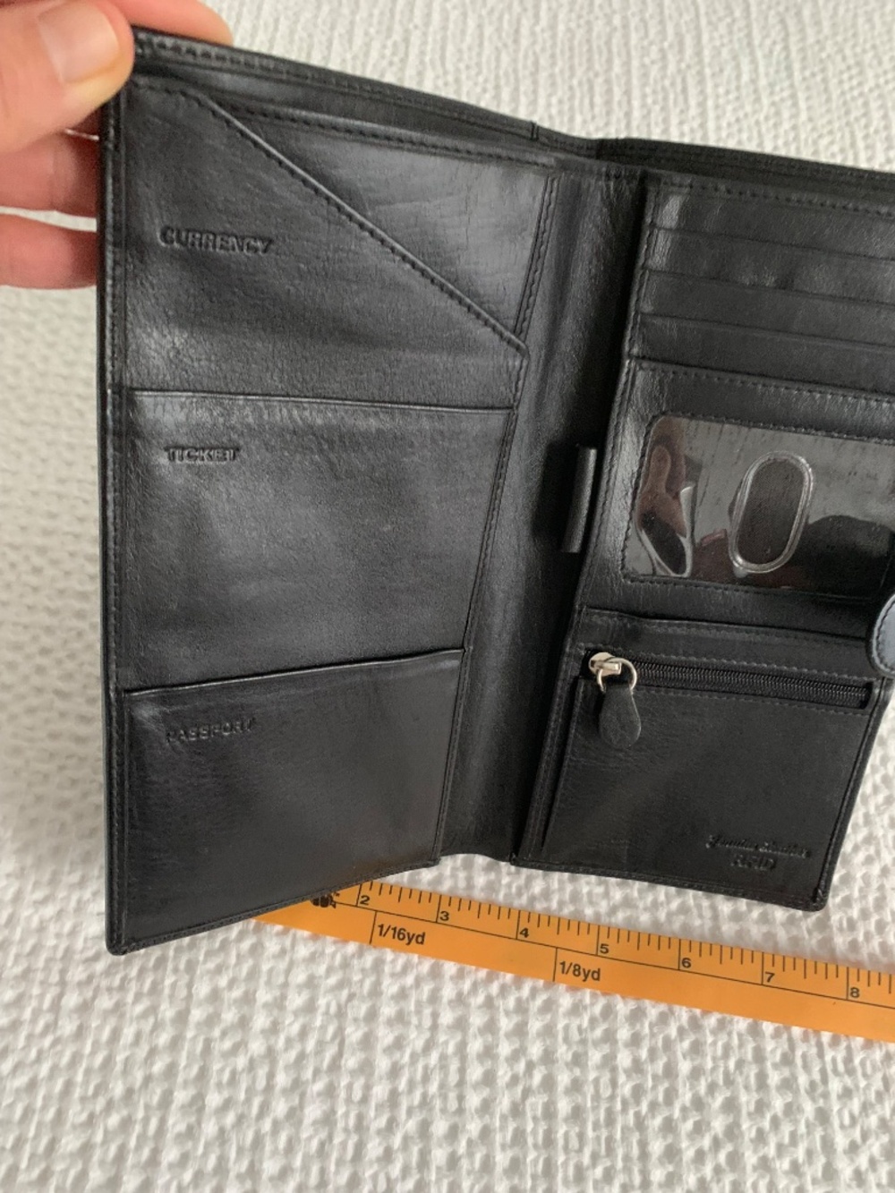 Black Leather RFID Travel Passport Wallet Organizer Holder Snap Closure - Picture 10 of 11
